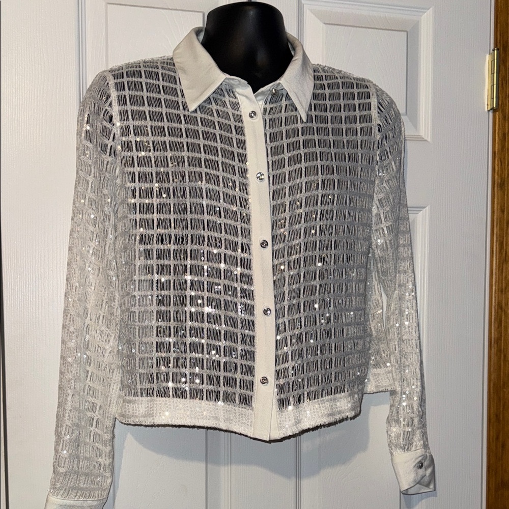 Kate& Mallory Elegant White Sheer Women's Top